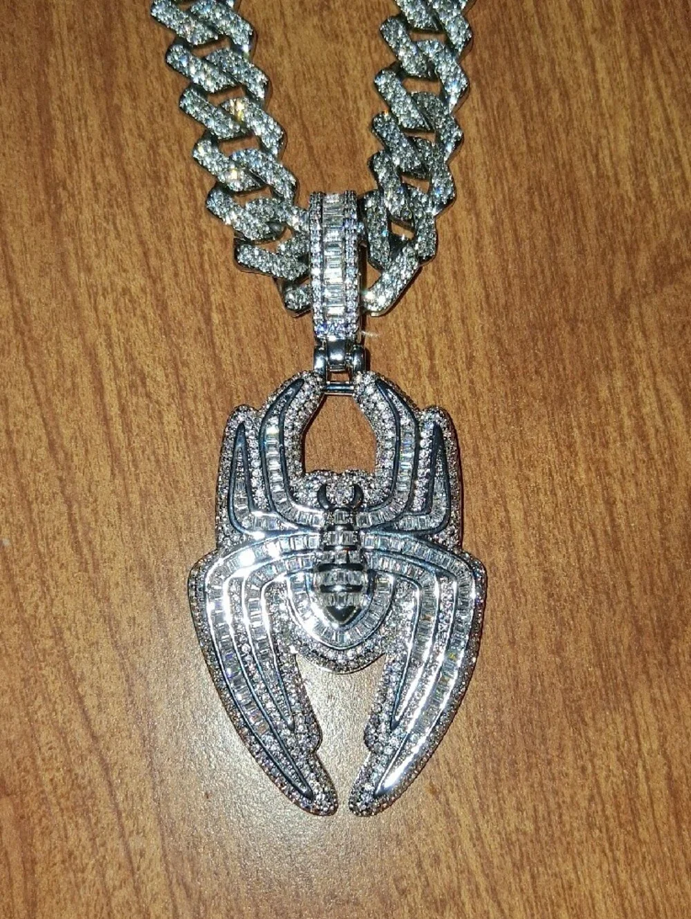 Men's Silverplated Cuban Chain Necklace with Pendant,Watch, & Bracelet. AAA Cz